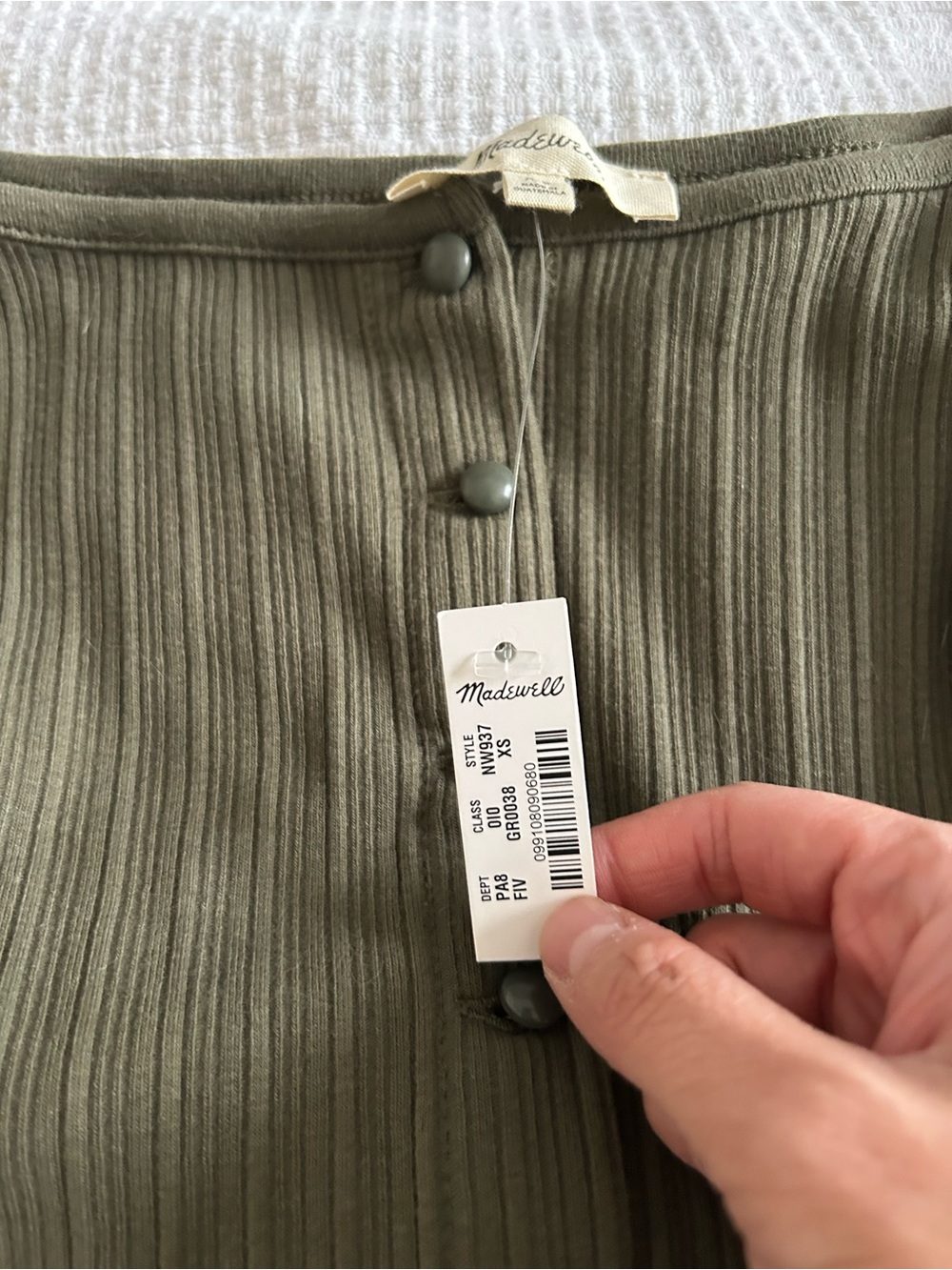 Madewell Olive Green Ribbed Button-Front Tank - Picture 4 of 5